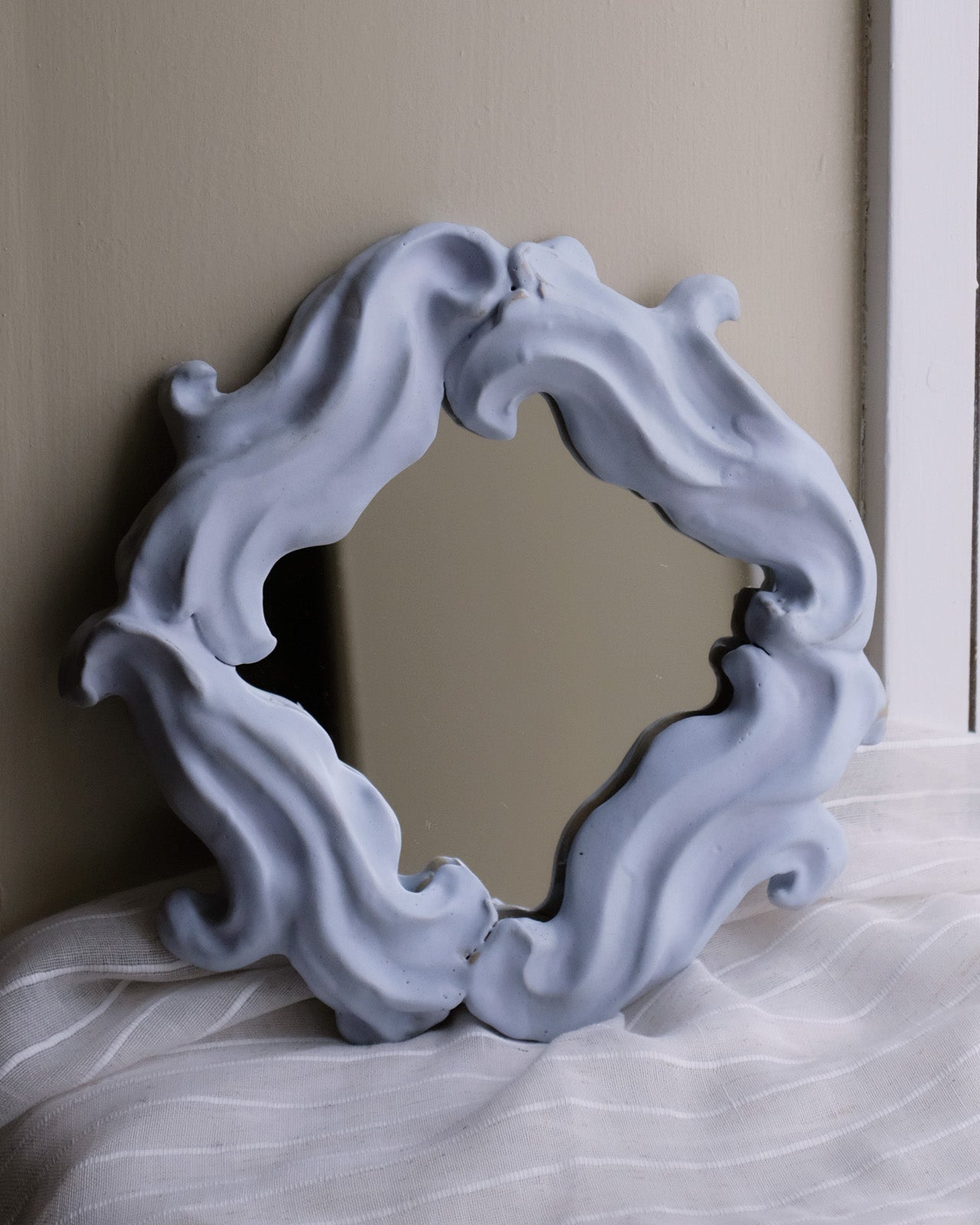 The Floral Collection - Floral Mirror - Powder Blue