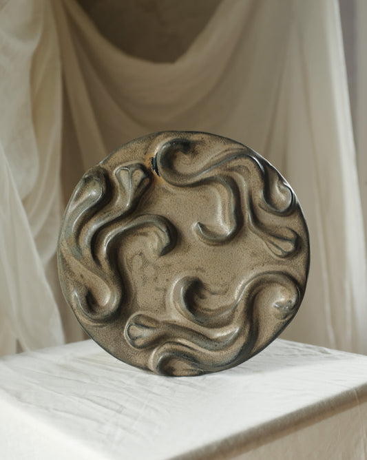 Second Sorted Ceramics - Floral Relief Dish - Brown 04