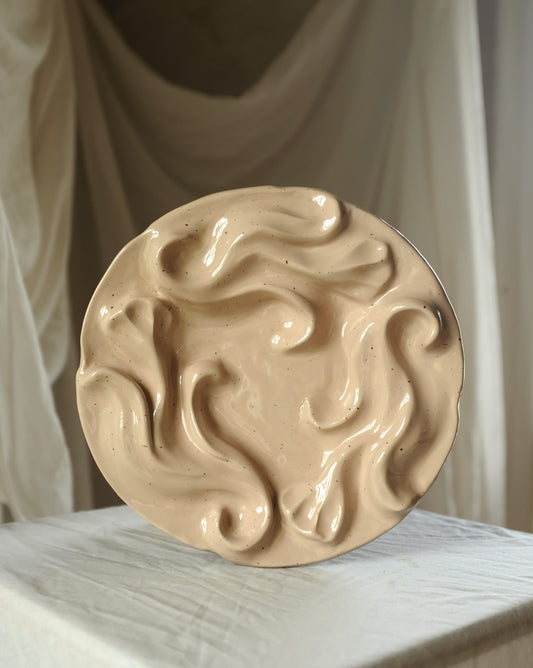 Second Sorted Ceramics - Floral Relief Dish - Pale Pink