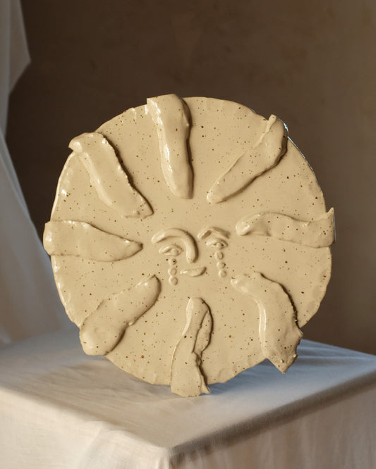 The Sun Collection - Plate Sun_05 - Wall Sculpture - Beige