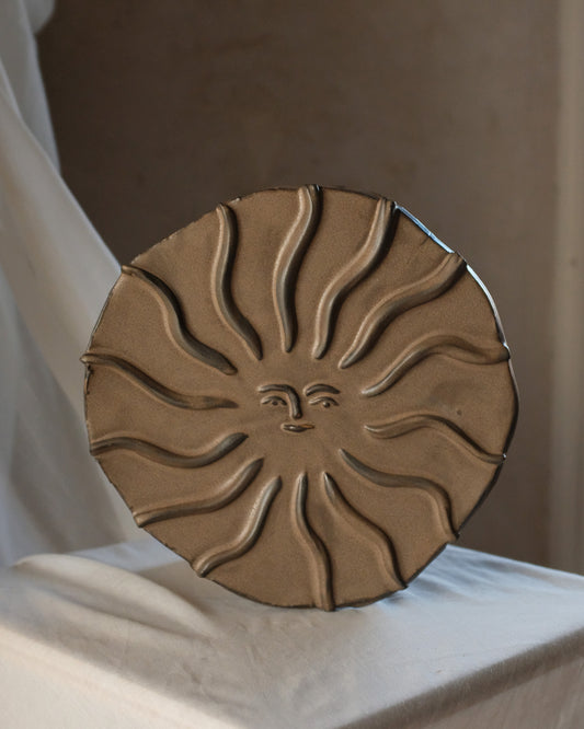 The Sun Collection - Plate Sun_02 - Wall Sculpture - Matte Brown